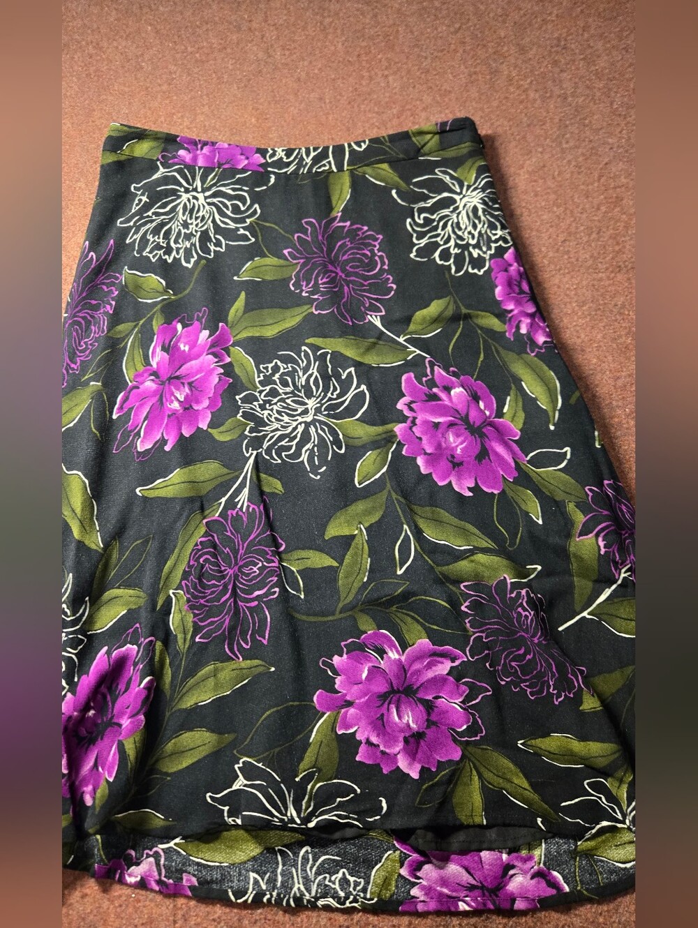 Jones Wear Studio Vintage Floral Purple A-Line Women's Skirt Lined Size 8